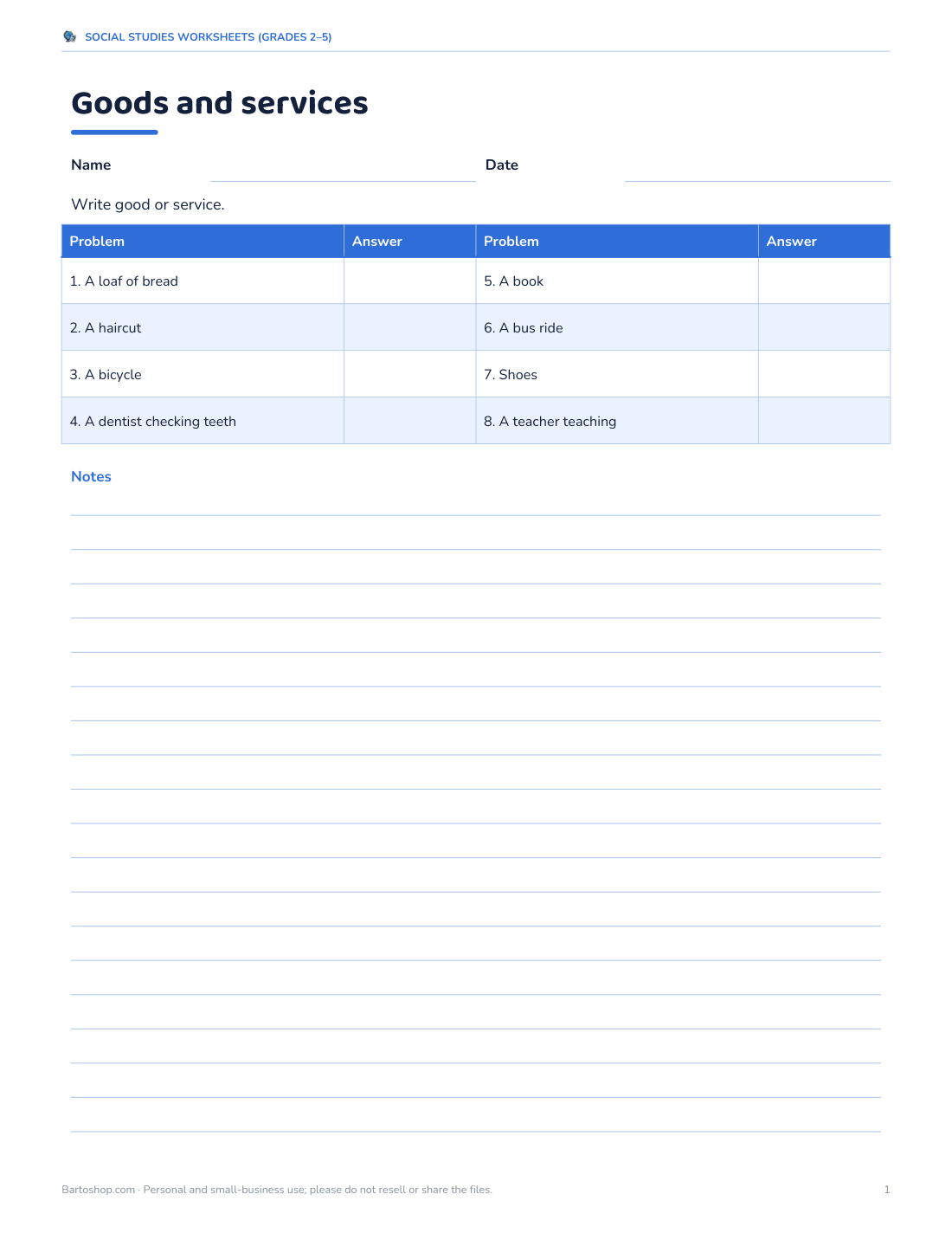 Preview of the first page of Goods and services